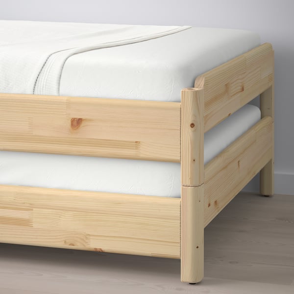 UTÅKER Stackable bed with 2 mattresses, pine/Ågotnes firm, 80x200 cm