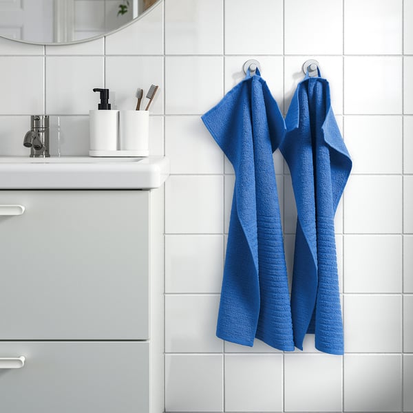 VÅGSJÖN Hand towel, bright blue, 40x70 cm