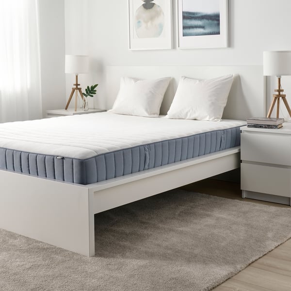 VALEVÅG Pocket sprung mattress, extra firm/light blue, 180x200 cm