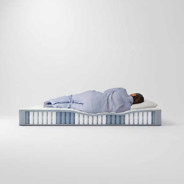 VALEVÅG Pocket sprung mattress, extra firm/light blue, 180x200 cm