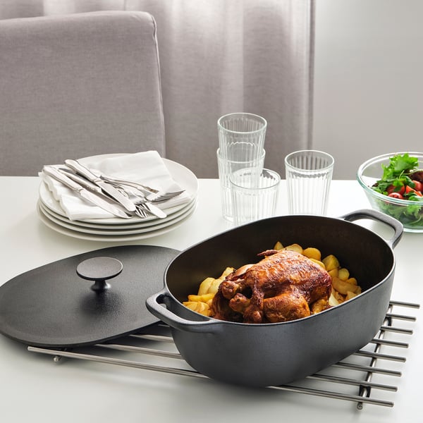 VARDAGEN Casserole with lid, cast iron, 6.5 l IKEA