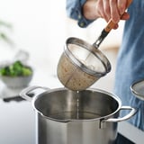 VARDAGEN Noodle strainer, stainless steel/beech, 30 cm