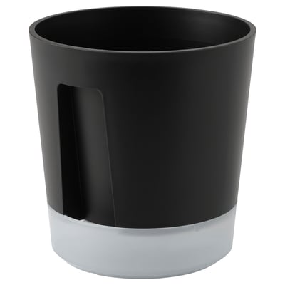 VÅRDTRÄD Self-watering plant pot, in/outdoor transparent/anthracite, 12 cm