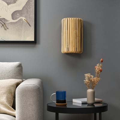VARPTROSS Wall lamp, wired-in installation, bamboo, 30 cm