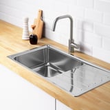 VATTUDALEN Inset sink, 1 bowl with drainboard, stainless steel, 86x47 cm