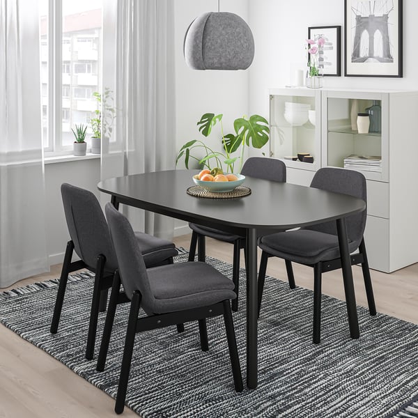 VEDBO Chair, black/Gunnared dark grey