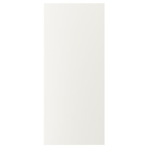 A VEDDINGE white kitchen cabinet door featuring sleek, modern design with smooth surfaces.