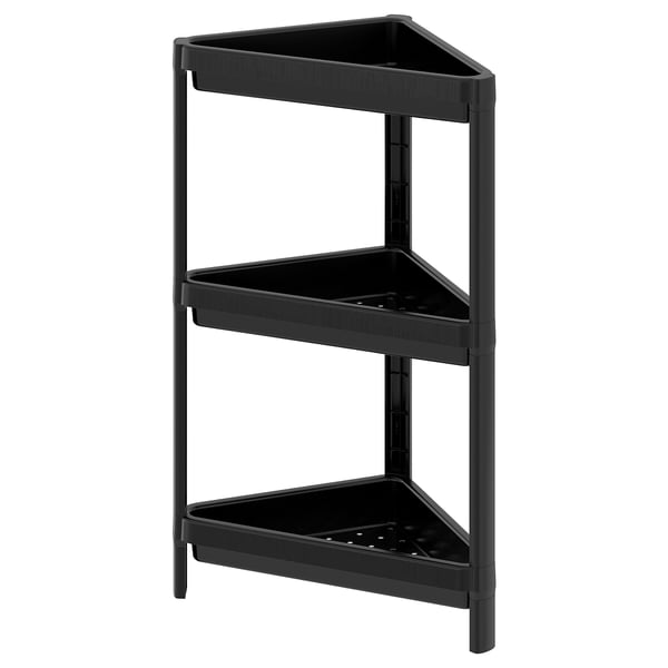 VESKEN Corner shelf unit, black, 33x33x71 cm
