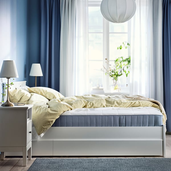 VESTERÖY Pocket sprung mattress, extra firm/light blue, 140x200 cm