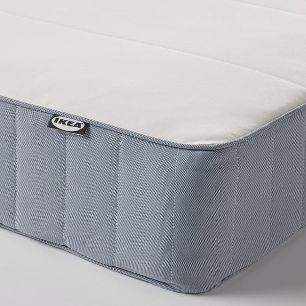 VESTMARKA Sprung mattress, extra firm/light blue, 90x200 cm