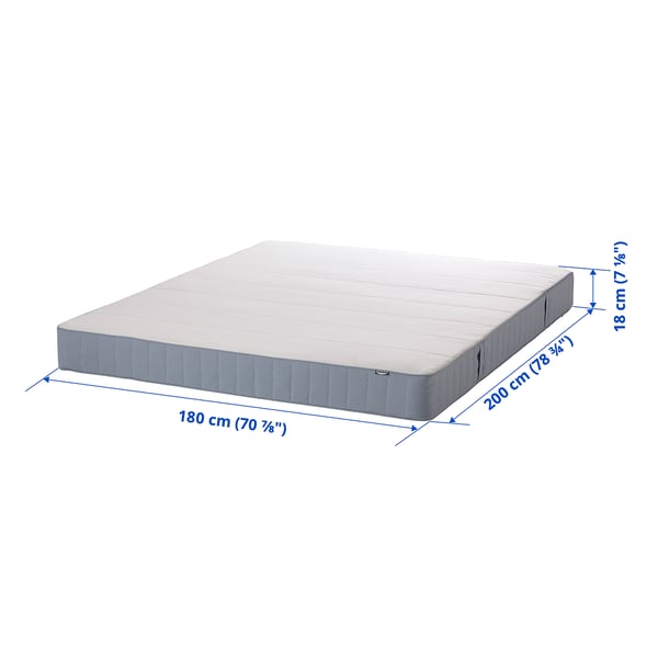 VESTMARKA Sprung mattress, firm/light blue, 180x200 cm