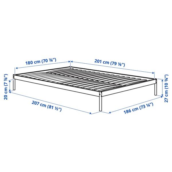 VEVELSTAD Bed frame with 2 headboards, white/Tolkning rattan, 180x200 cm