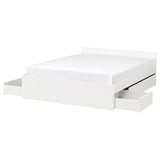 VIHALS Bed frame with 4 storage boxes, white/Luröy, 160x200 cm