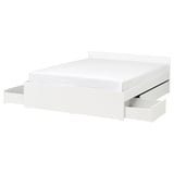 VIHALS Bed frame with 4 storage boxes, white/Luröy, 180x200 cm
