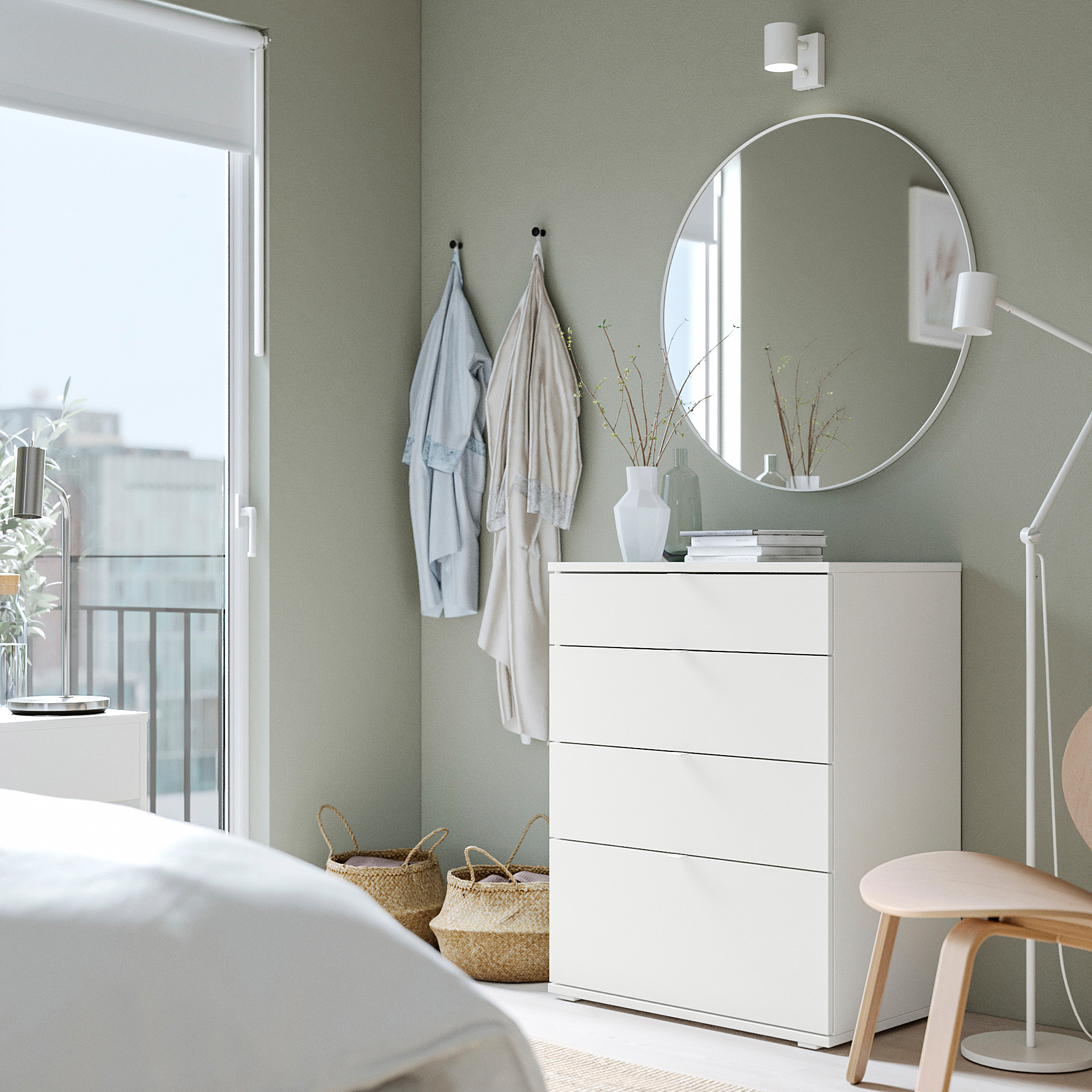 VIHALS Chest of 4 drawers, white/anchor/unlock-function, 70x47x90 cm
