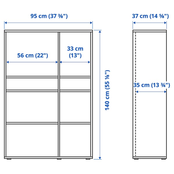 VIHALS Shelving unit with 6 shelves, dark grey, 95x37x140 cm