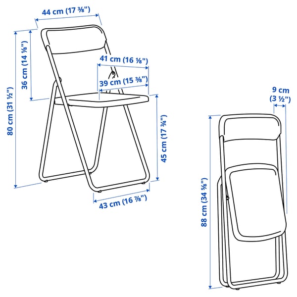 VIHALS / VIHALS Table and 2 folding chairs, gateleg table white/red, 39/95/151x90 cm