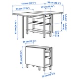 VIHALS / VIHALS Table and 2 folding chairs, gateleg table white/white, 39/95/151x90 cm