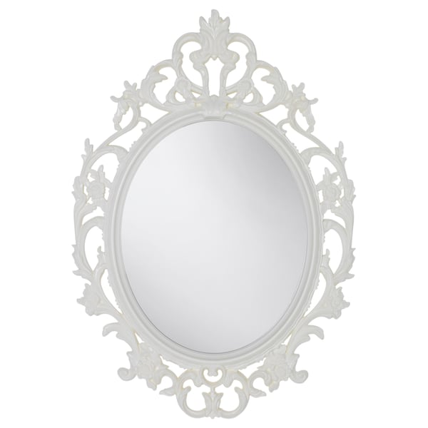 VIKERSUND Mirror, oval/white, 59x85 cm