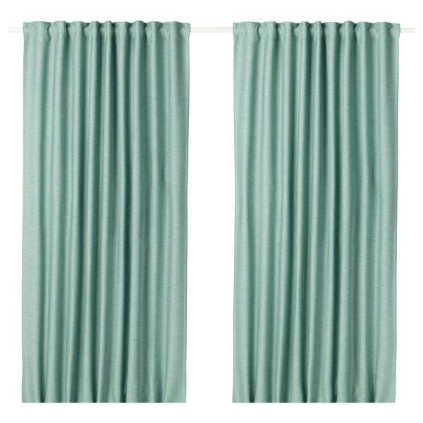 Vilborg Room Darkening Curtains 1 Pair Green Ikea