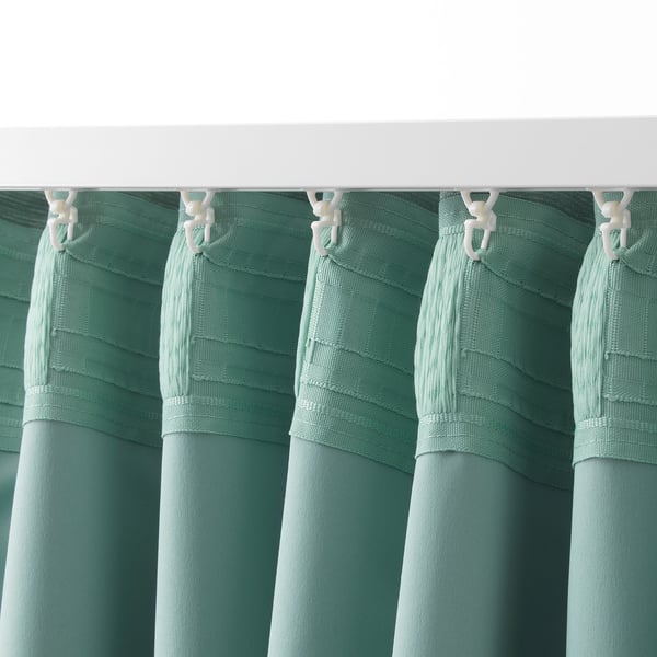 Vilborg Room Darkening Curtains 1 Pair Green Ikea
