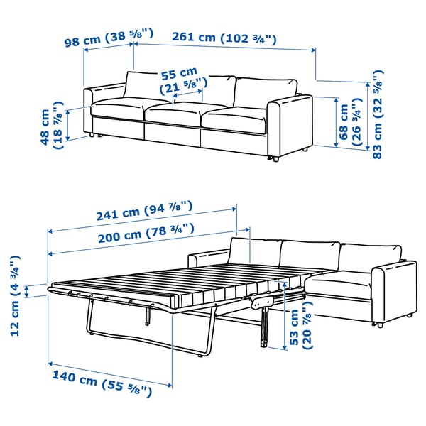 VIMLE 3-seat sofa-bed, Grann/Bomstad black