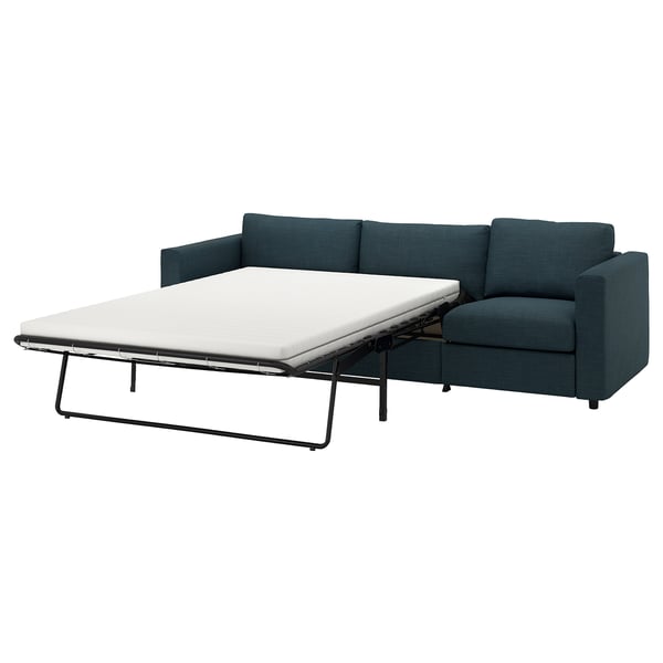 VIMLE 3-seat sofa-bed, Hillared dark blue