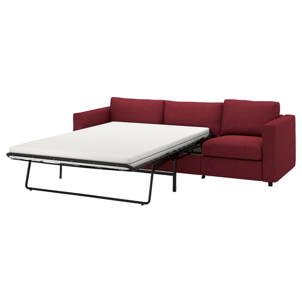 VIMLE 3-seat sofa-bed, Lejde red/brown