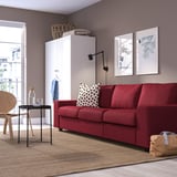 VIMLE 3-seat sofa-bed, with wide armrests/Lejde red/brown