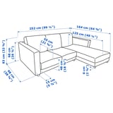 VIMLE 3-seat sofa, with chaise longue/Gunnared medium grey