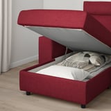 VIMLE 3-seat sofa, with chaise longue with headrest/Lejde red/brown