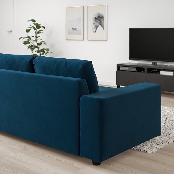 VIMLE 3-seat sofa, with wide armrests/Djuparp dark green-blue