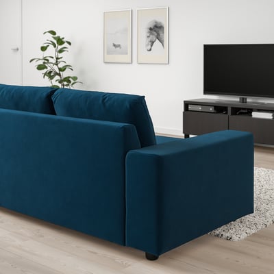 VIMLE 3-seat sofa, with wide armrests/Djuparp dark green-blue