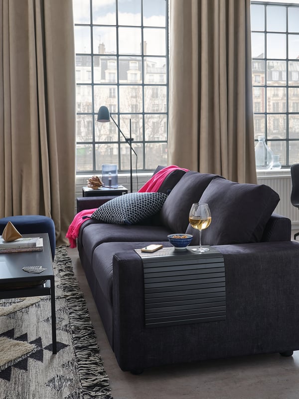 VIMLE 3-seat sofa, with wide armrests/Saxemara black-blue