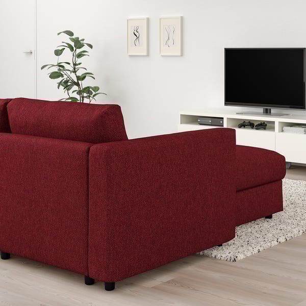 VIMLE 4-seat sofa, with chaise longue/Lejde red/brown