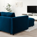 VIMLE 4-seat sofa with chaise longue, with wide armrests/Djuparp dark green-blue