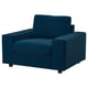 Option: VIMLE Armchair, with wide armrests/Djuparp dark green-blue