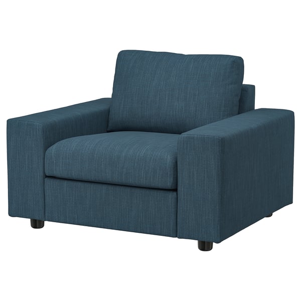 VIMLE Armchair, with wide armrests/Hillared dark blue