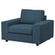 VIMLE Armchair, with wide armrests/Hillared dark blue