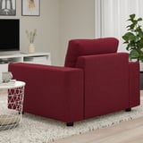 VIMLE Armchair, with wide armrests/Lejde red/brown