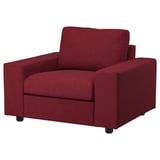 VIMLE Armchair, with wide armrests/Lejde red/brown