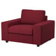 VIMLE Armchair, with wide armrests/Lejde red/brown