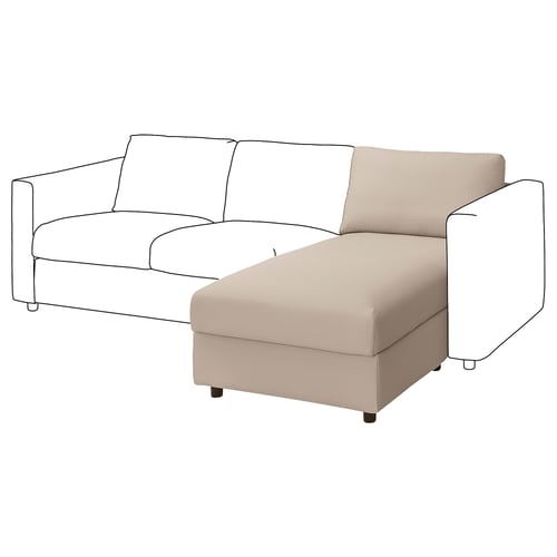 VIMLE sofa with beige fabric, right-facing chaise longue, simple modern design.