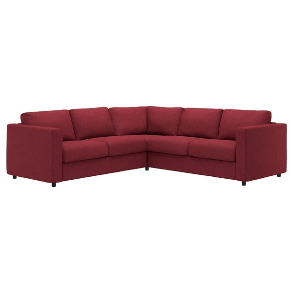 VIMLE Corner sofa, 4-seat, Lejde red/brown