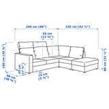 VIMLE Corner sofa, 4-seat, with open end with headrests/Grann/Bomstad black