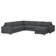 VIMLE Corner sofa, 5-seat w chaise longue, with wide armrests/Hallarp grey