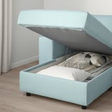 VIMLE Corner sofa, 5-seat w chaise longue, with wide armrests/Saxemara light blue