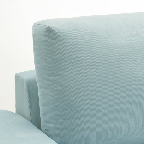 VIMLE Corner sofa, 5-seat w chaise longue, with wide armrests/Saxemara light blue