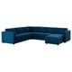 Option: VIMLE Corner sofa, 5-seat, with chaise longue/Djuparp dark green-blue