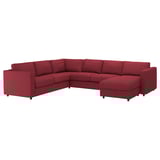 VIMLE Corner sofa, 5-seat, with chaise longue/Lejde red/brown